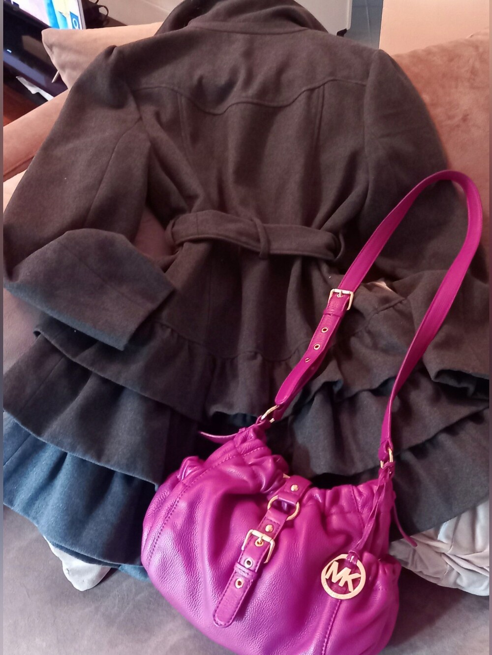 Grey Ruffled Coat - Picture 6 of 7
